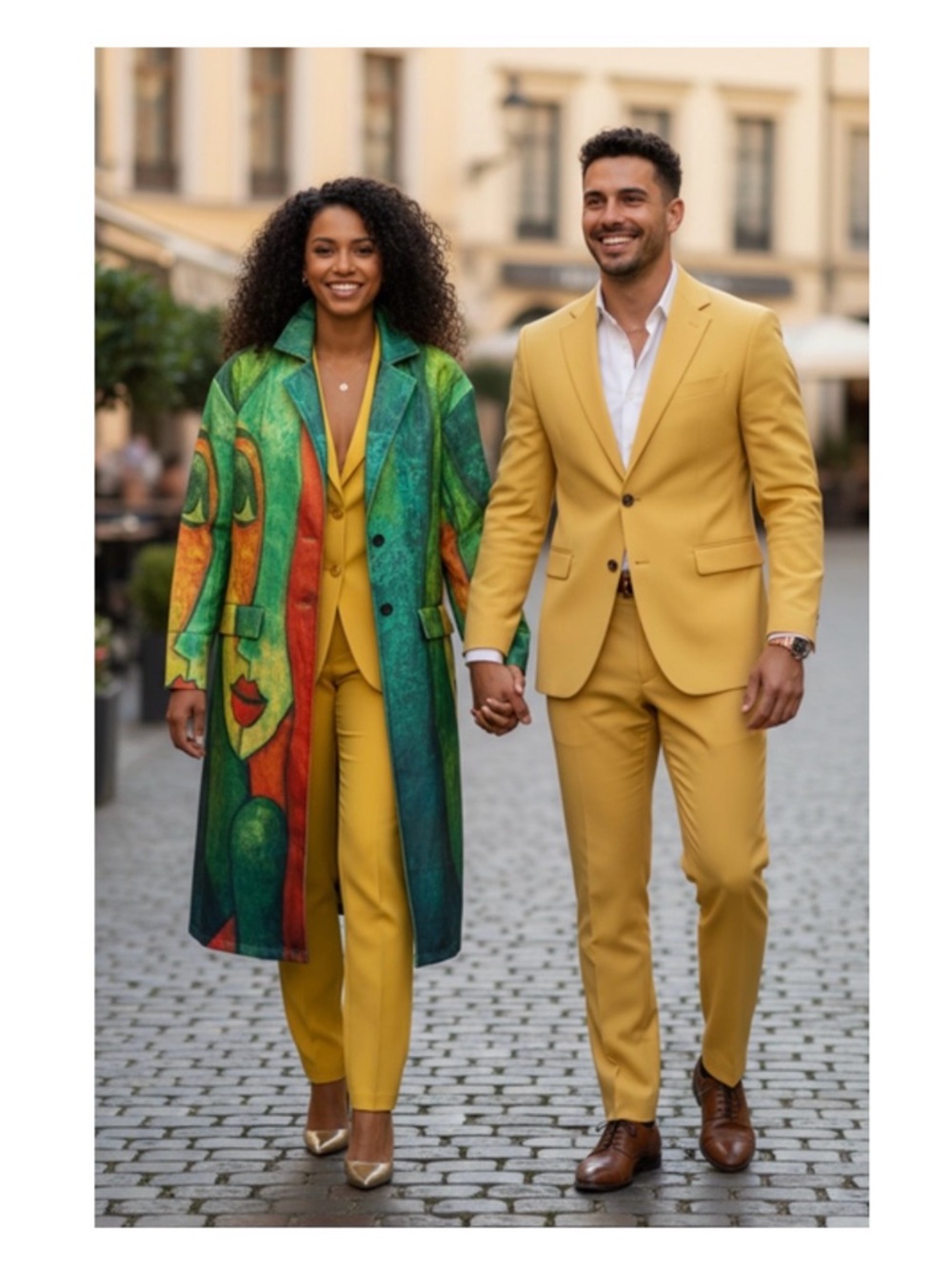 COAT: Lightweight, Oversized Green, Orange, & Yellow Artistic Design, NWOT - Picture 6 of 11